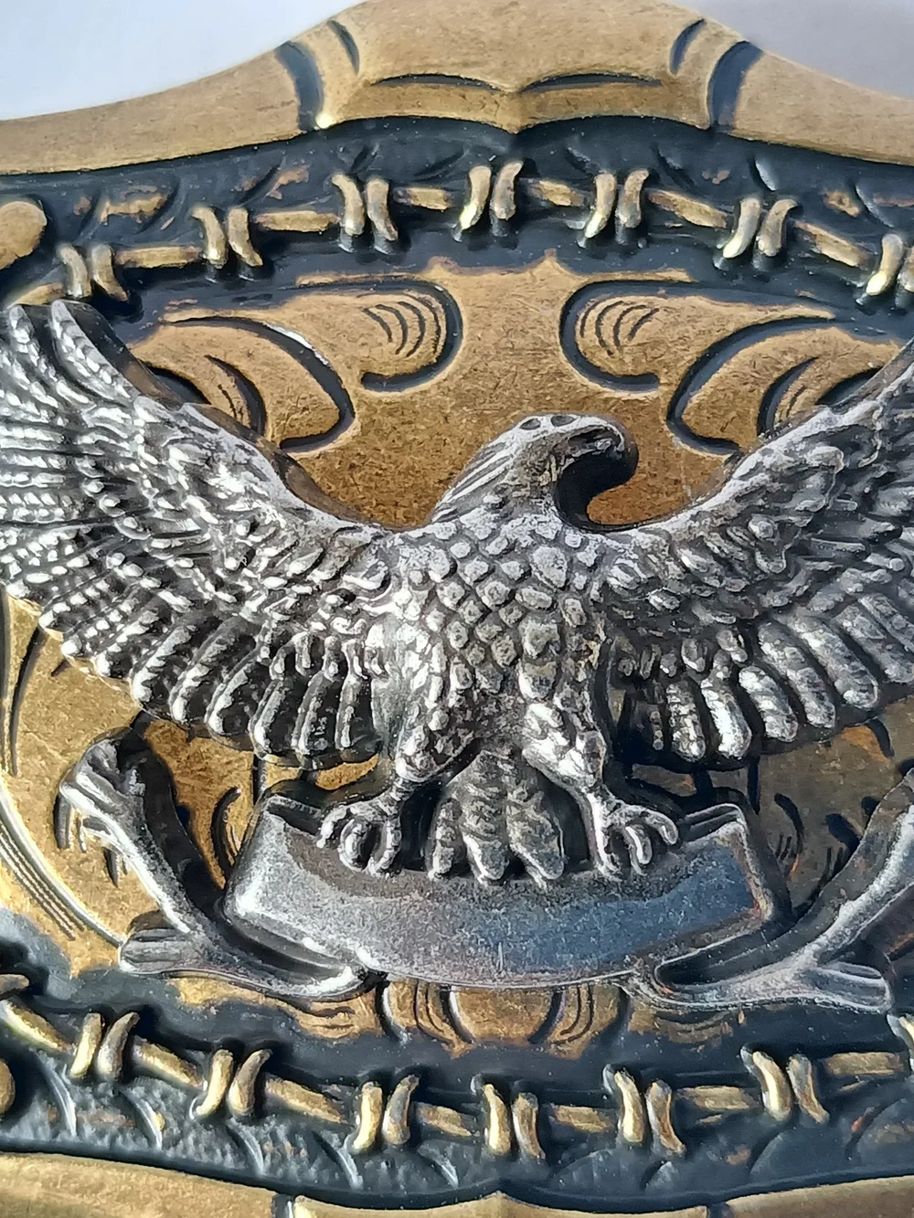 Western Gold and Silver Eagle Brass Belt Buckle